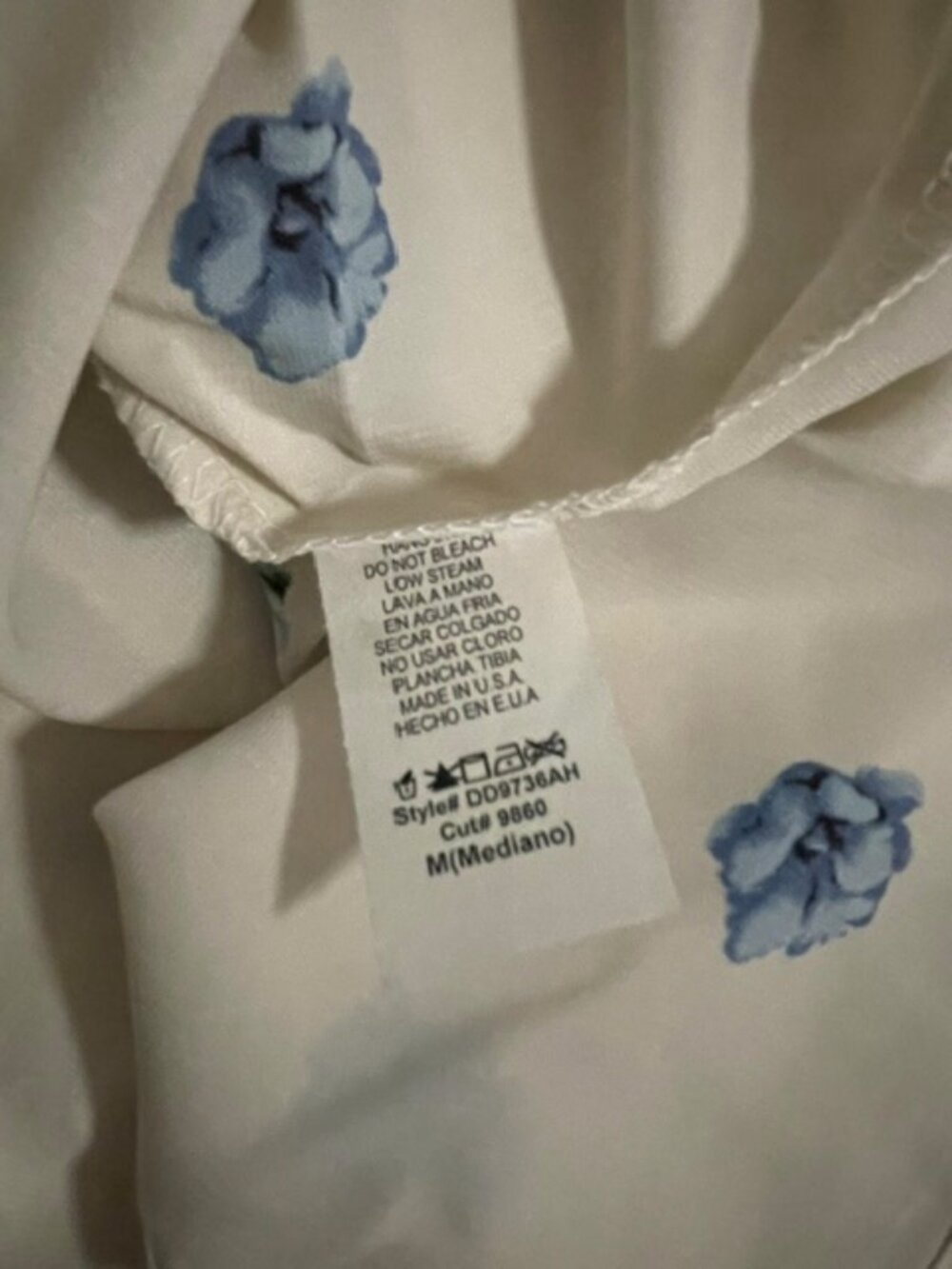 Yoyo 5 Women's Floral Mini Dress V-Neck 3/4 Sleeve, Blue Beige NWOT - Picture 6 of 12